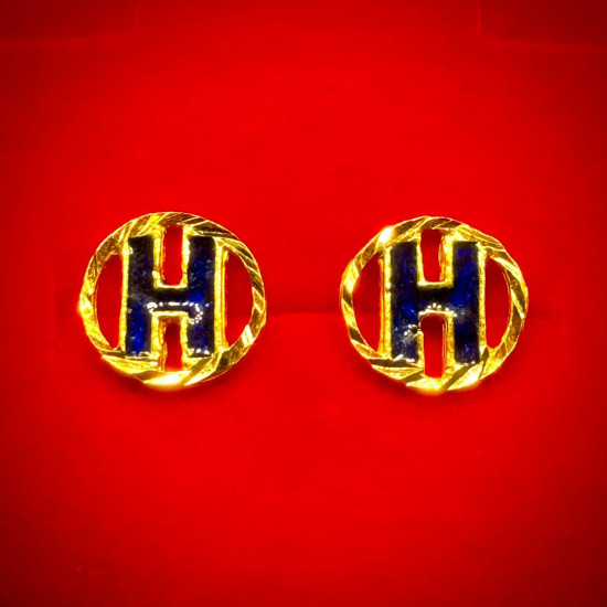 H ROUND ENGRAVED EARRING 916