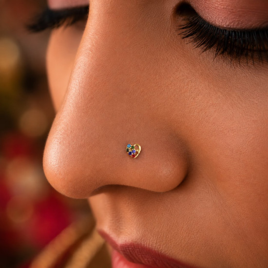 LOVE STONE NOSE PIN ( 9K )