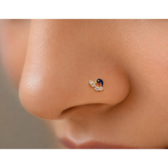 PEACOCK NOSE PIN ( 9K )