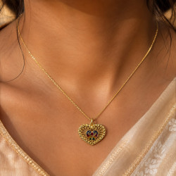 LOVE PEACOCK LOCKET ( HOLLOW )