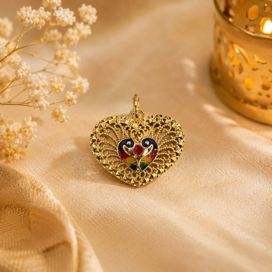 LOVE PEACOCK LOCKET ( HOLLOW )