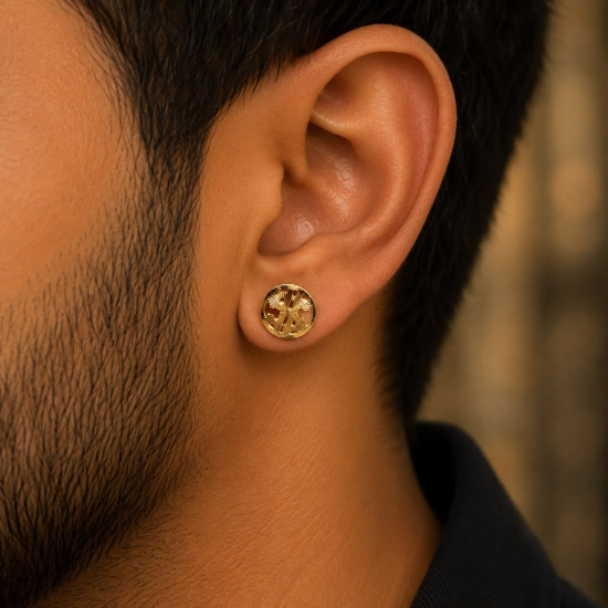 MEN ROUND DOLLAR EARRING