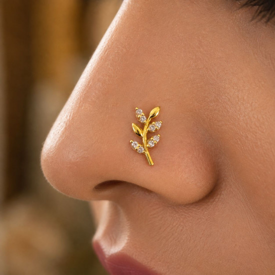 LEAF DESIGN NOSE PIN ( 9K )