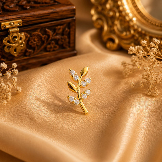 LEAF DESIGN NOSE PIN ( 9K )