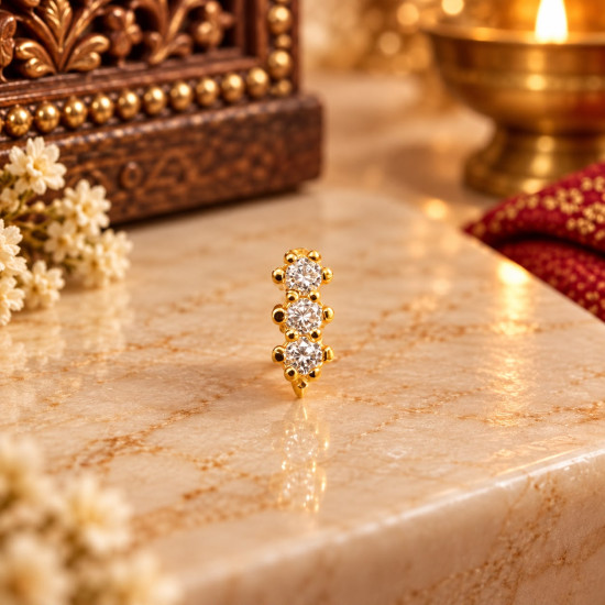 3 STONE FANCY NOSE PIN ( 9K )