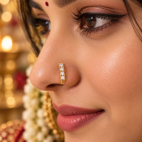 4 STONE FANCY NOSE PIN ( 9K )