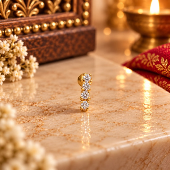 4 STONE FANCY NOSE PIN ( 9K )