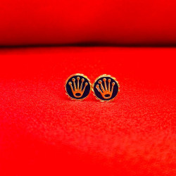 Crown Enamel Round Earring