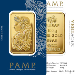 100 Gram PAMP Gold Bar